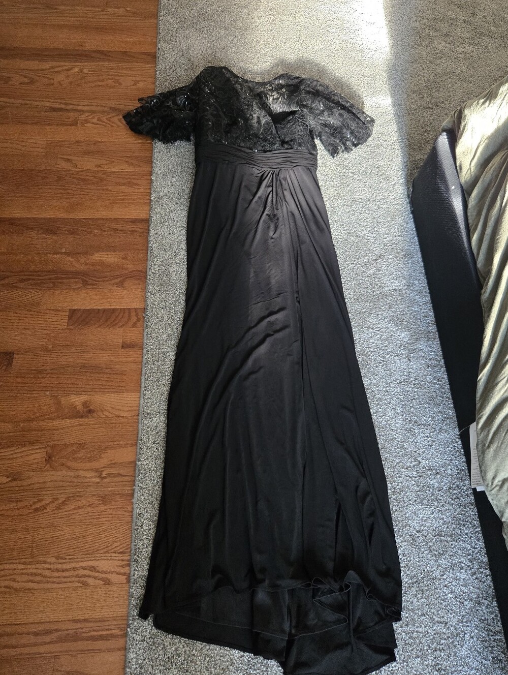 Mac Duggal One-Shoulder Black Lace Evening Gown